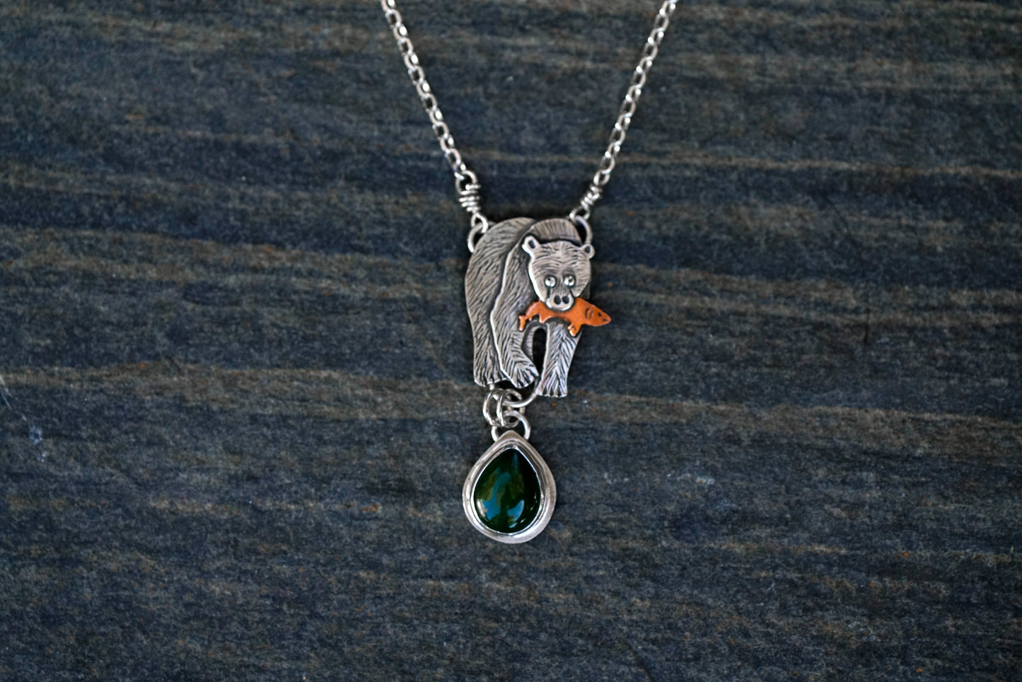 Grizzly Bear Salmon Necklace