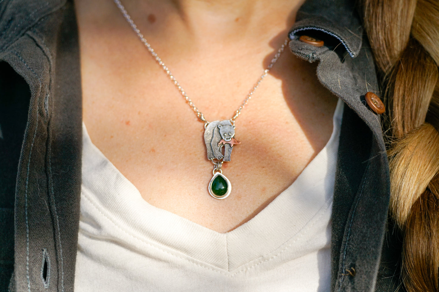 Grizzly Bear Salmon Necklace