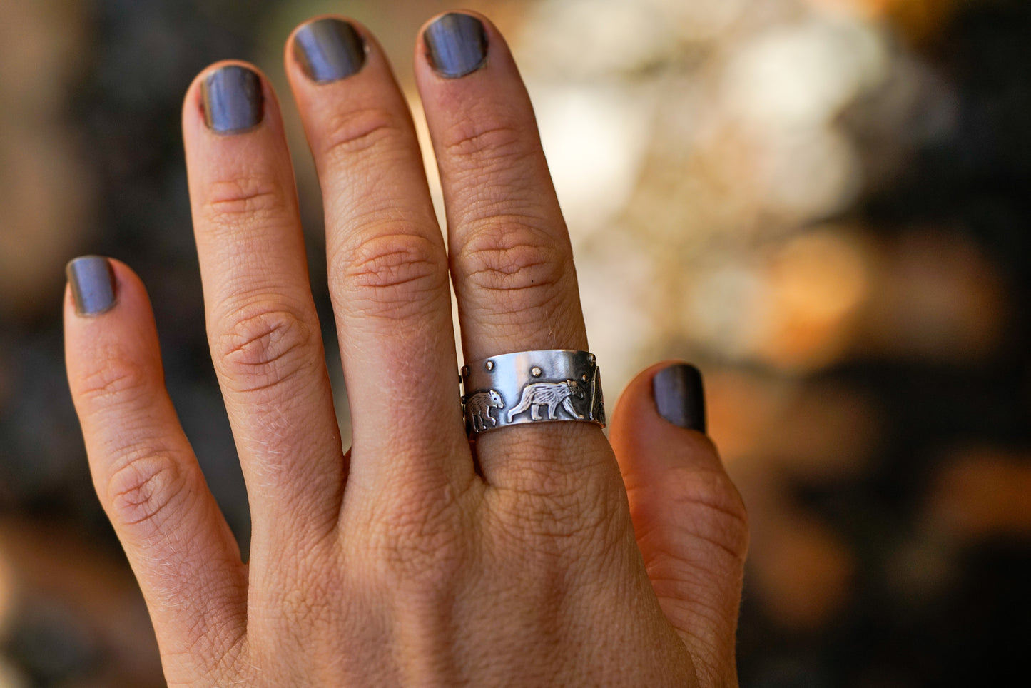 Grizzly Bear & Cubs Ring - Adjustable