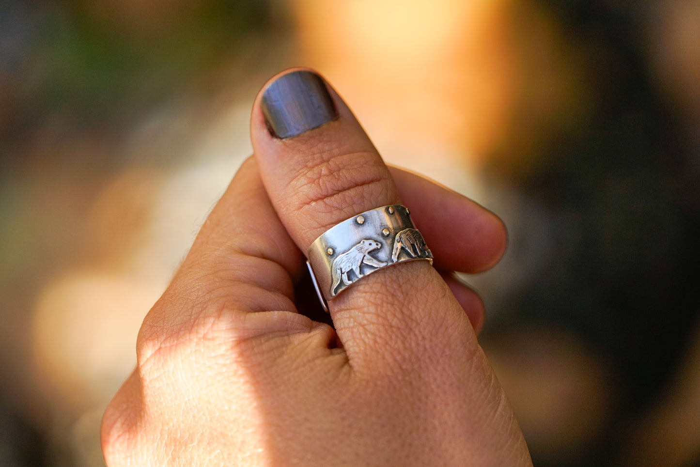 Grizzly Bear & Cubs Ring - Adjustable
