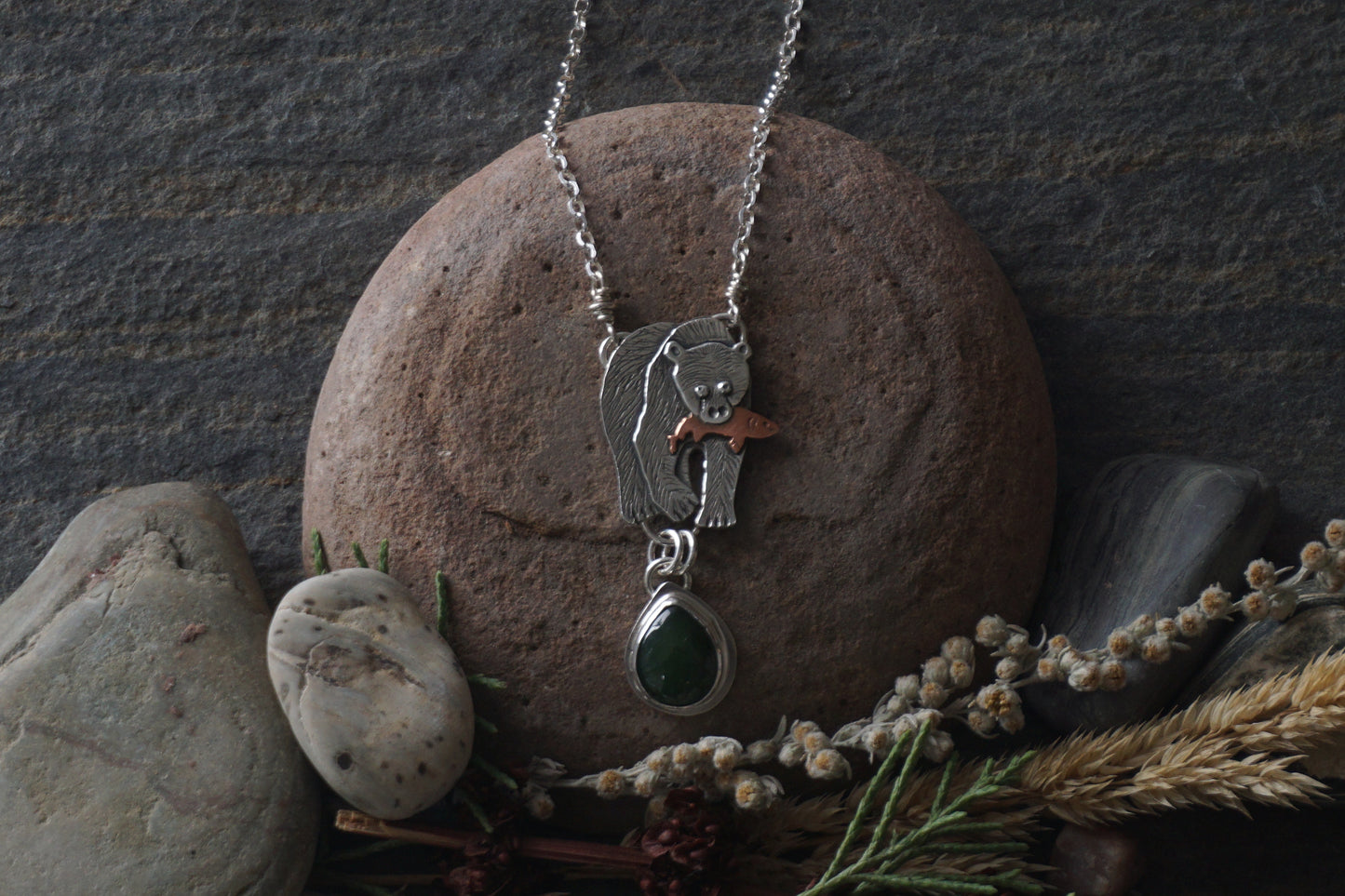 Grizzly Bear Salmon Necklace