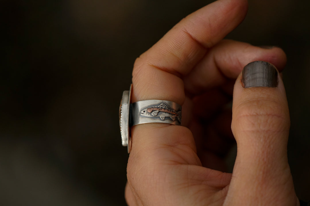Ocean Jasper - Rainbow Trout Ring II - Size 8