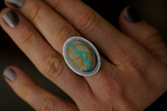 Royston Ribbon Turquoise - Taiya River Ring - Size 9