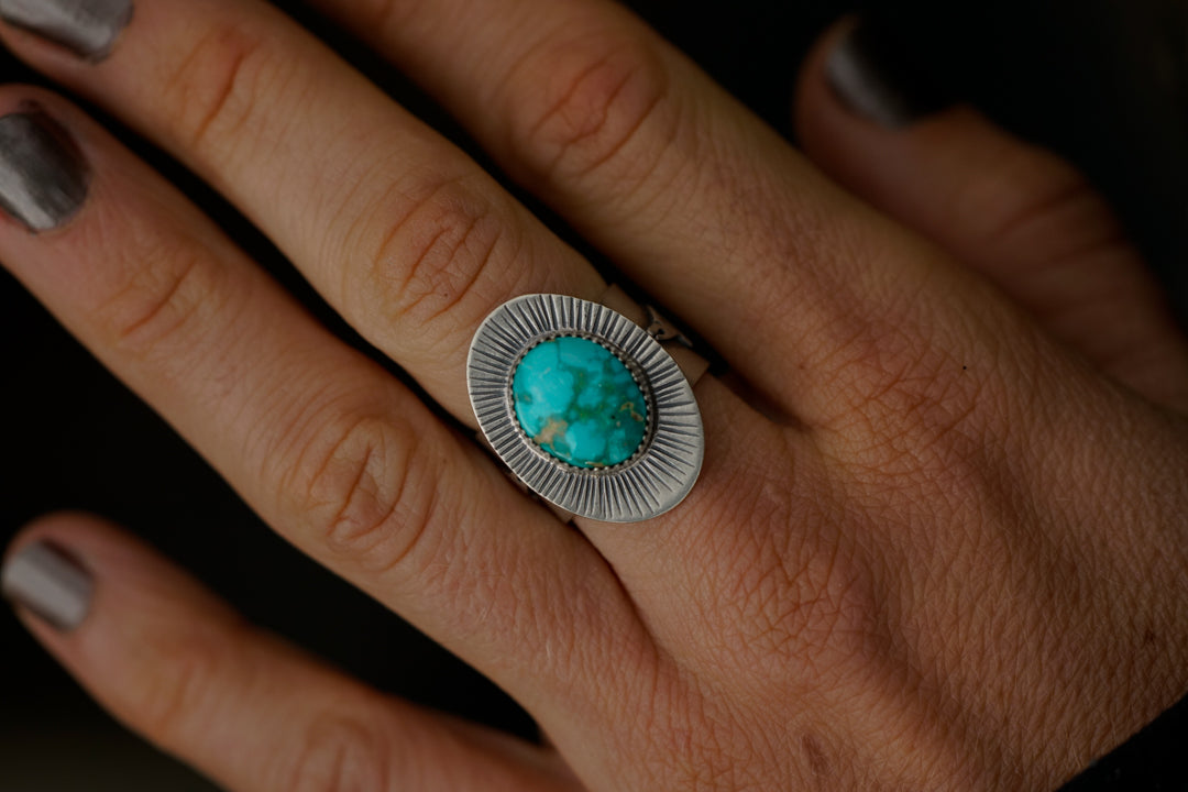Emerald Valley Turquoise Salmon Ring - Size 7.75