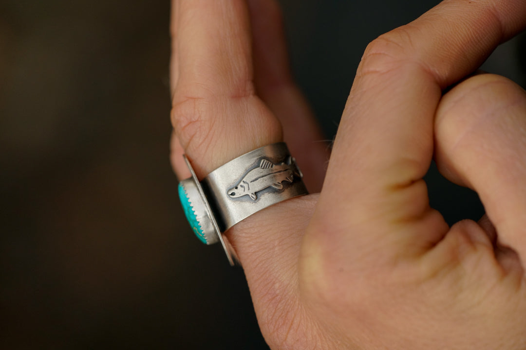 Emerald Valley Turquoise Salmon Ring - Size 7.75