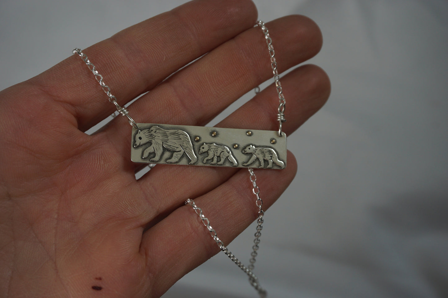 Grizzly Bear & Cubs Necklace