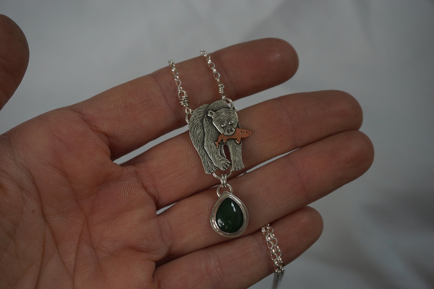 Grizzly Bear Salmon Necklace