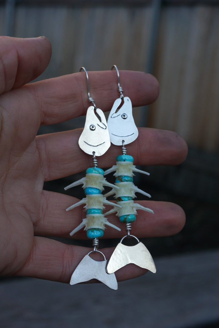 Silver Salmon Vertebrae Danglers