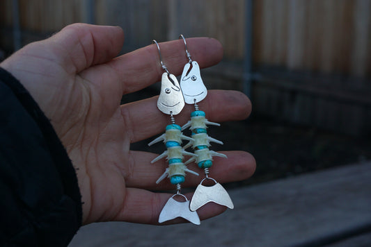 Silver Salmon Vertebrae Danglers