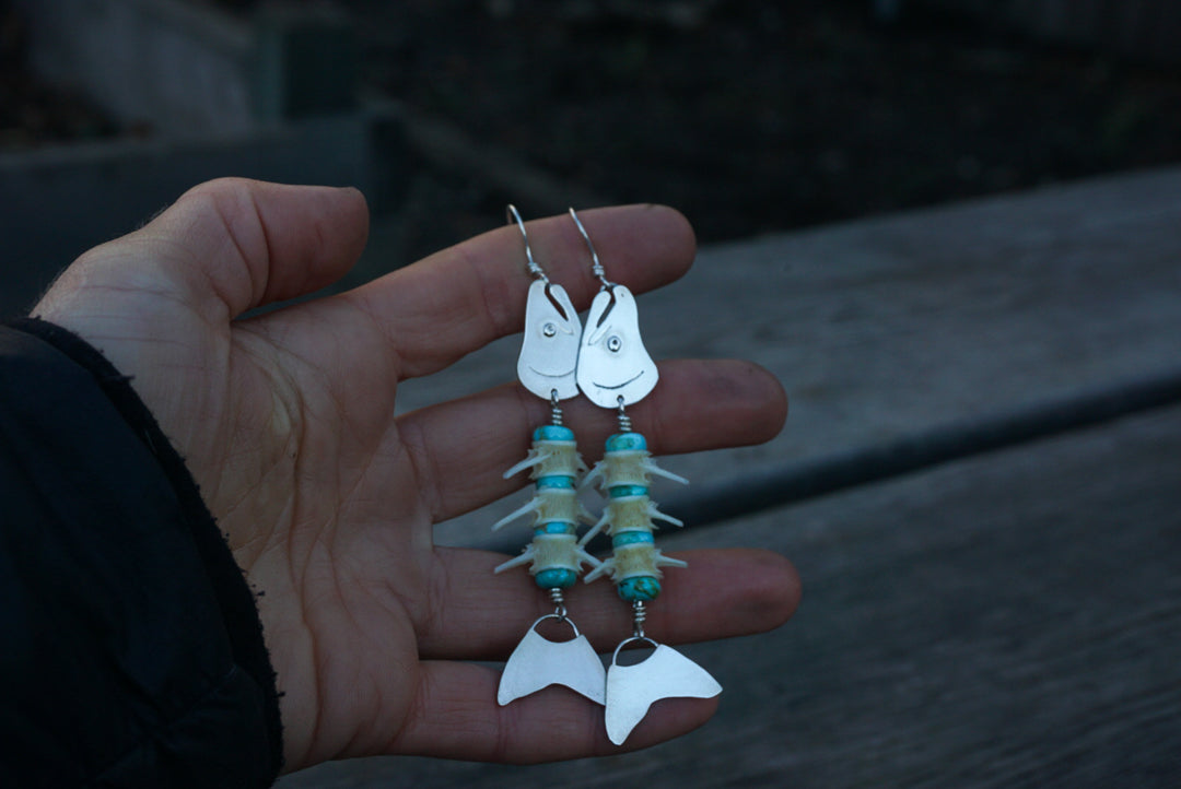 Silver Salmon Vertebrae Danglers