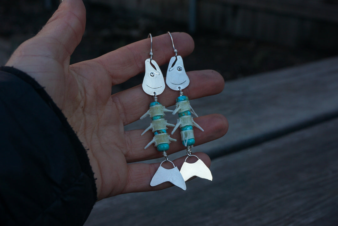 Silver Salmon Vertebrae Danglers