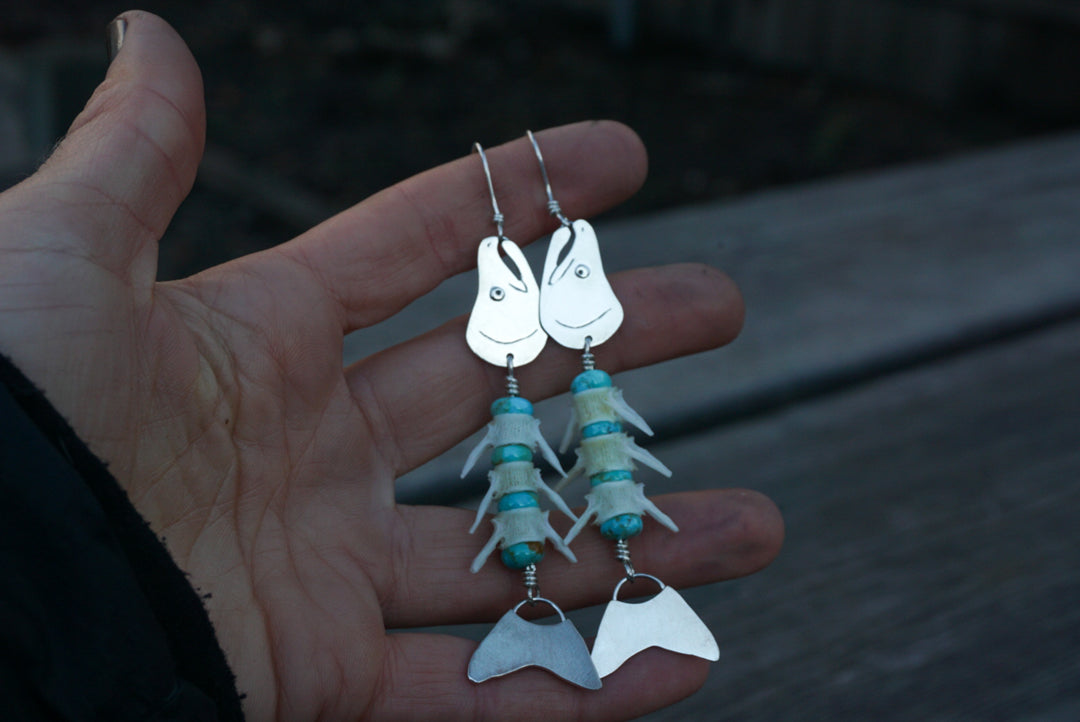 Silver Salmon Vertebrae Danglers