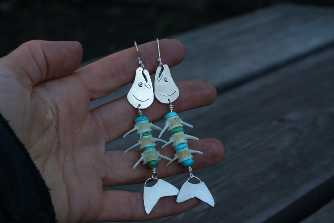Silver Salmon Vertebrae Danglers