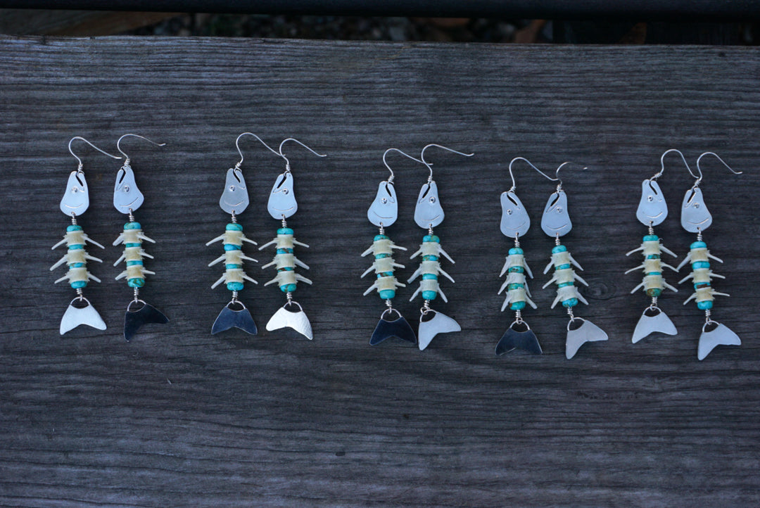 Silver Salmon Vertebrae Danglers