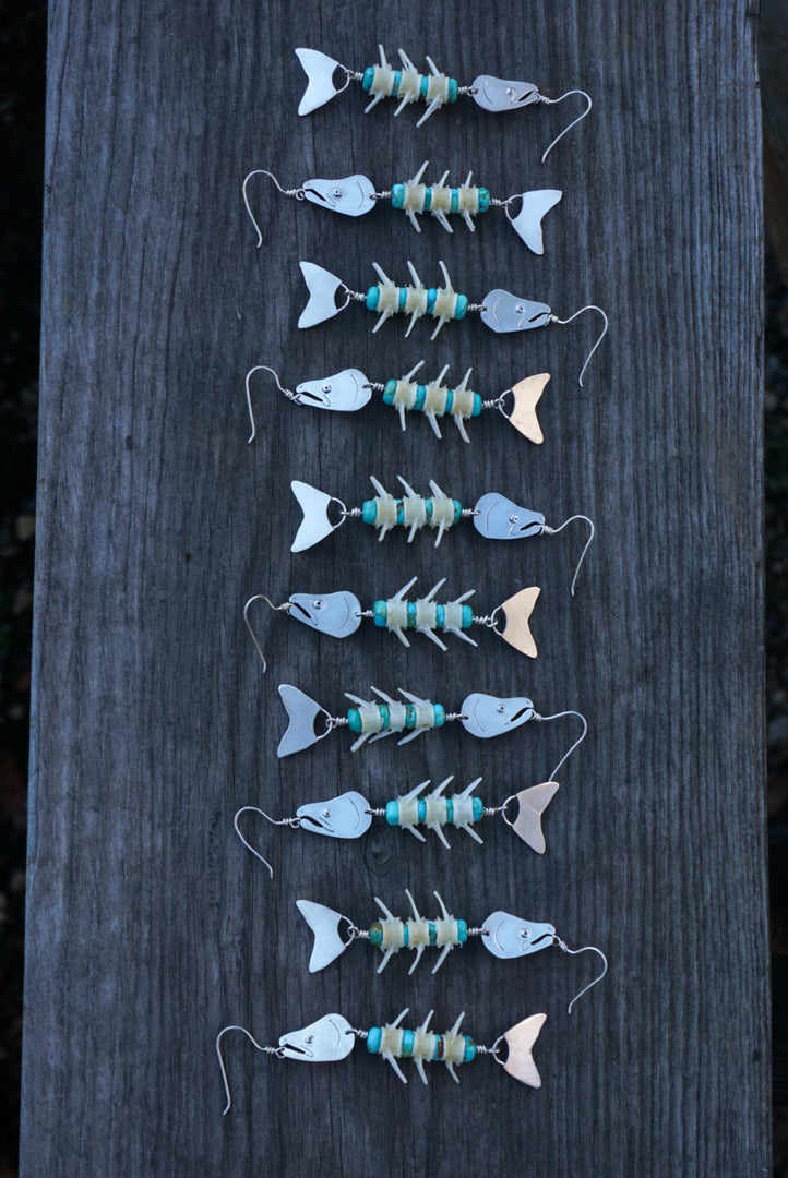 Silver Salmon Vertebrae Danglers