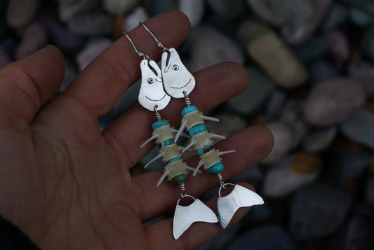 Silver Salmon Vertebrae Danglers