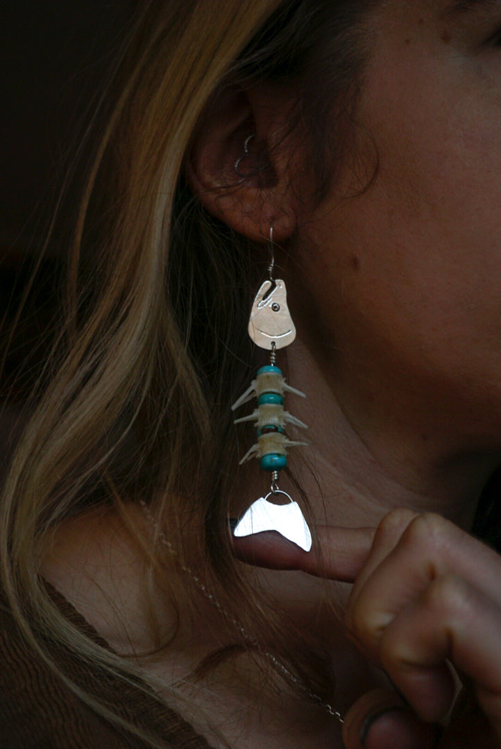 Silver Salmon Vertebrae Danglers