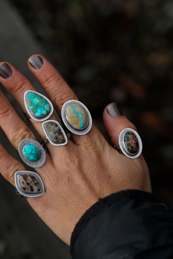 Emerald Valley Turquoise Salmon Ring - Size 7.75