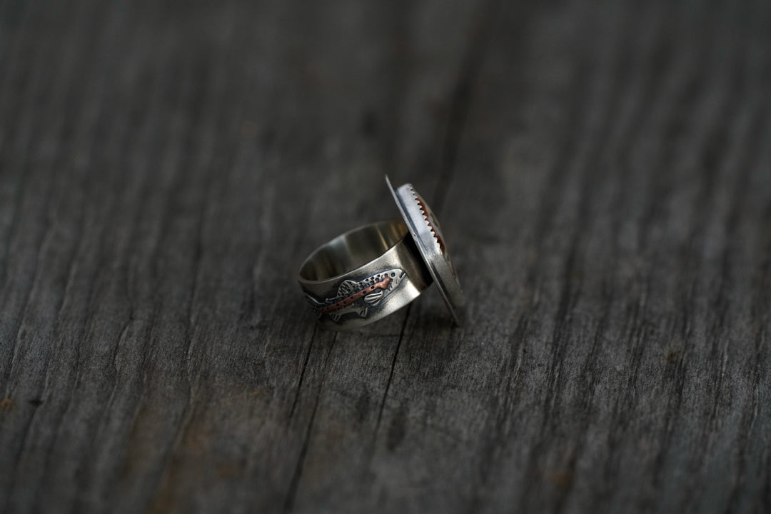 Ocean Jasper - Rainbow Trout Ring II - Size 8