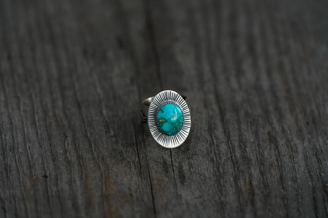 Emerald Valley Turquoise Salmon Ring - Size 7.75