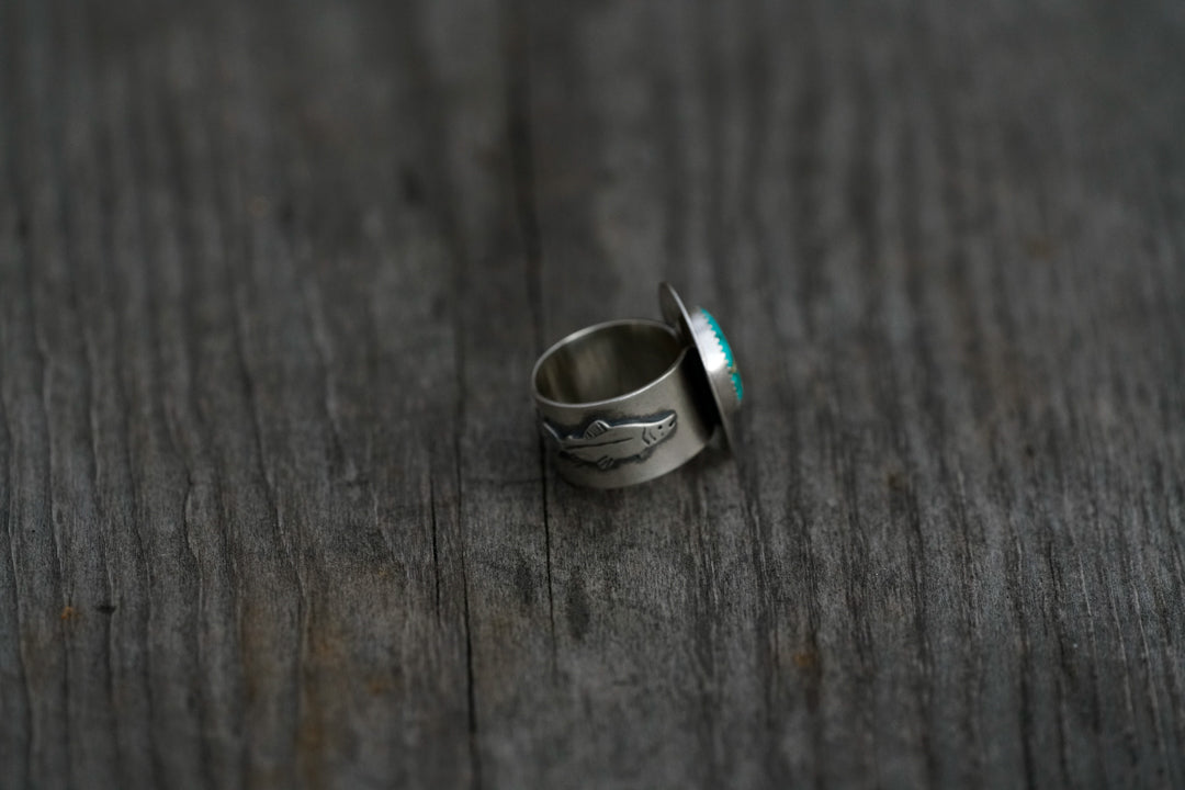 Emerald Valley Turquoise Salmon Ring - Size 7.75
